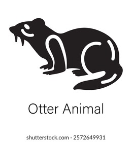 Ready to use glyph icon of an otter animal 