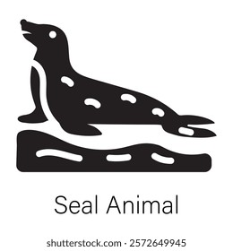 Ready to use glyph icon of seal animal 