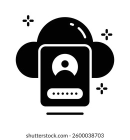 Ready to use glyph icon showing cloud id login