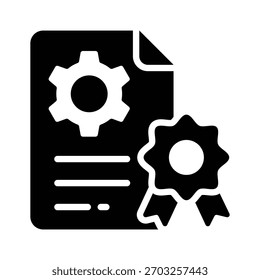Ícone de glifo pronto para uso mostrando o relatório de controle de qualidade