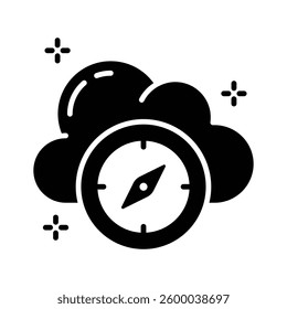 Ready to use glyph style icon of cloud compass