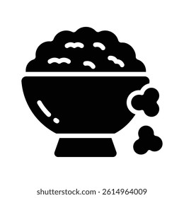 Ready to use glyph style icon of popcorn bowl