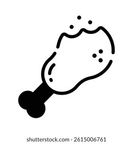 Ready to use glyph style icon showing chicken leg piece