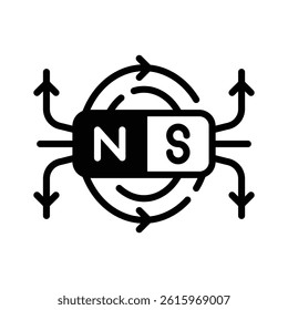 Ready to use glyph style icon of magnetic field