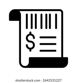 Ready to use glyph style icon of receipt