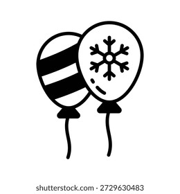 Icono de estilo de glifo listo para usar que muestra el montón de globos