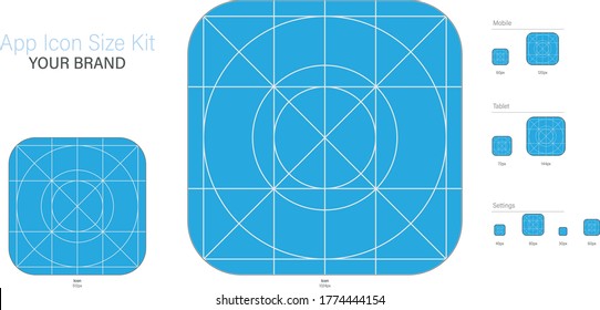 Ready to use guide and sizing for Application Logo, Vector App Icon Size Set, Application Icon Size kit.