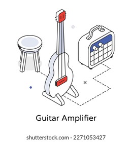 Ready to use guitar amplifier isometric icon 