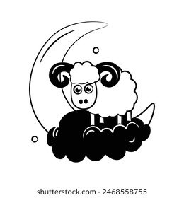 Ready to use hand drawn icon of eid al adha in modern style