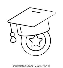 Ready to use hand drawn style icon of scholarship cap