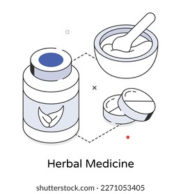 Ready to use herbal medicine isometric icon 