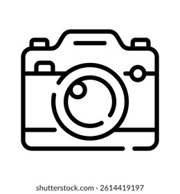 Ready to use icon of camera creatively designed in line style