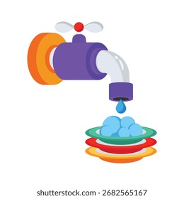 Ready to use icon of dishwashing in trendy design style