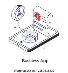 Ready to use isometric design of business app 