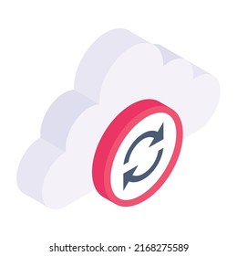 Ready to use isometric icon of cloud sync 

