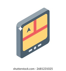 Icono isométrico listo para usar de la pantalla compacta del GPS