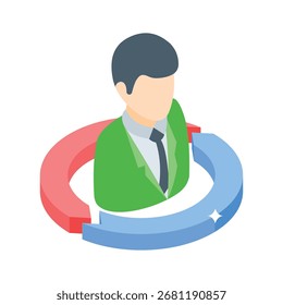 Icono isométrico listo para usar del cambio de empleado