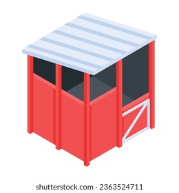 Listo para usar el icono isométrico de la casa de campo 