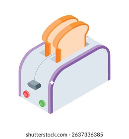 Ready to use isometric icon of home toaster appliance