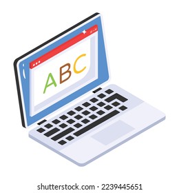 Listo para usar un icono isométrico del aprendizaje en línea