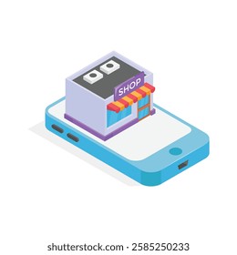 Ready to use isometric icon of online shopping in modern style