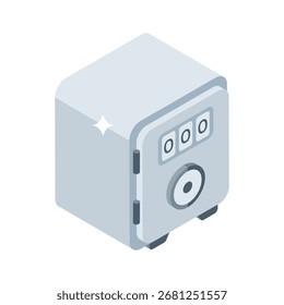 Icono isométrico listo para usar de una bóveda segura