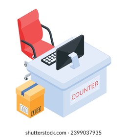 Listo para usar el icono isométrico de la compra 