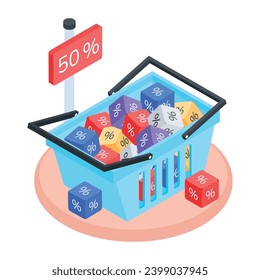 Ready to use isometric icon of shopping 