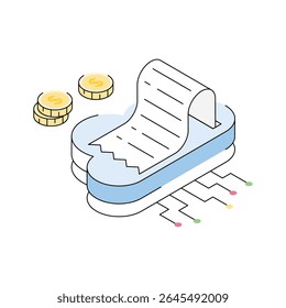 Ready to use isometric icon showing cloud invoice