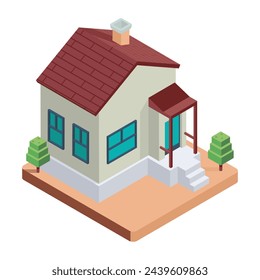 Icono isométrico listo para usar de la casa urbana