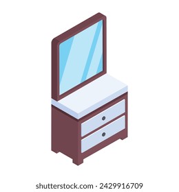 Ready to use isometric icon of a vanity mirror