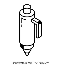 Ready to use isometric line icon of ballpoint 