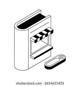 Ready to use isometric style icon of online book shop search
