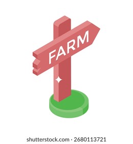 Icono de estilo isométrico listo para usar del tablero de información de la granja
