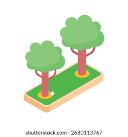 Icono de estilo isométrico listo para usar de árboles verdes plantados