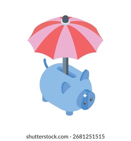 Pronto para usar ícone de estilo isométrico de fundos do piggy bank