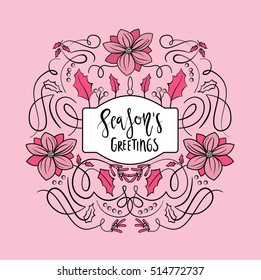 Ready to use letterings and beautiful design christmas card on a pink background