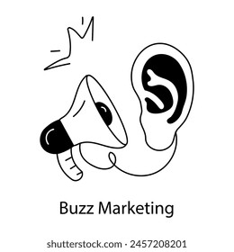 Icono de línea listo para usar de buzz marketing 