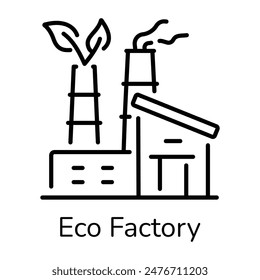 Ready to use line icon of eco factory 