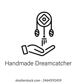 Ready to use line icon of handmade dreamcatcher