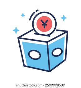 Ready to use line icon showing donation box