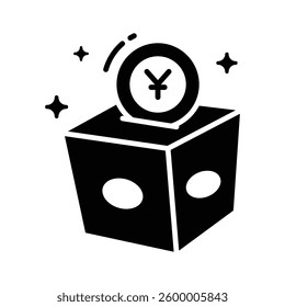 Ready to use line icon showing donation box