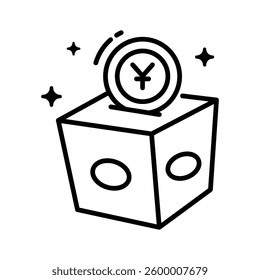 Ready to use line icon showing donation box