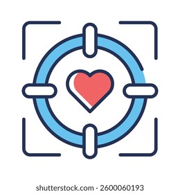 Ready to use line icon showing love target