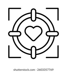 Ready to use line icon showing love target