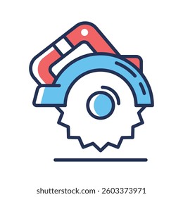 Ready to use line icon showing circular electric saw