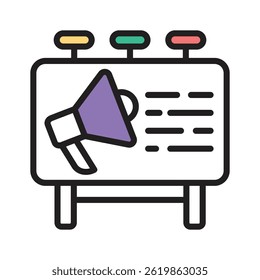 Ready to use line icon showing billboard advertising