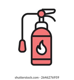 Pronto para usar ícone de linha mostrando extintor de incêndio