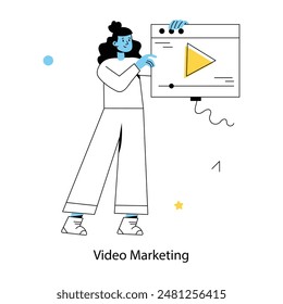 Ready to use Line Mini-Illustration des Video-Marketings 