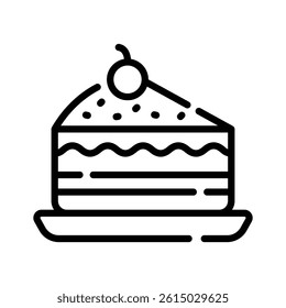 Ready to use line style icon depicting cake slice with topping